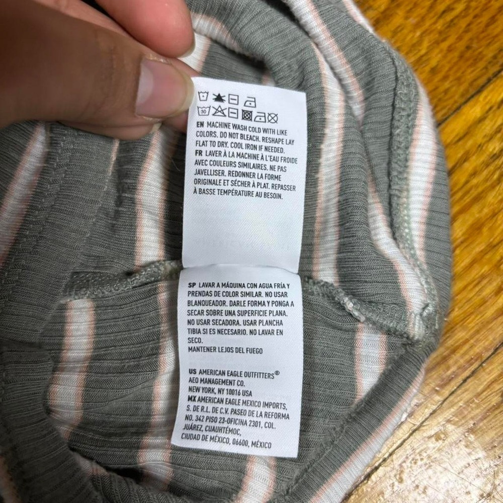 Y2K American Eagle green and white pink striped tube strapless top - Picture 4 of 7